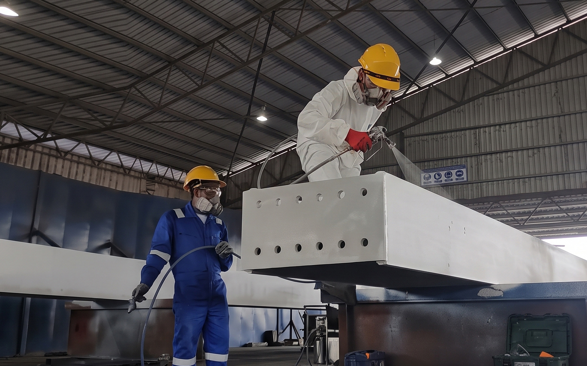 Industrial floor coating in a plant